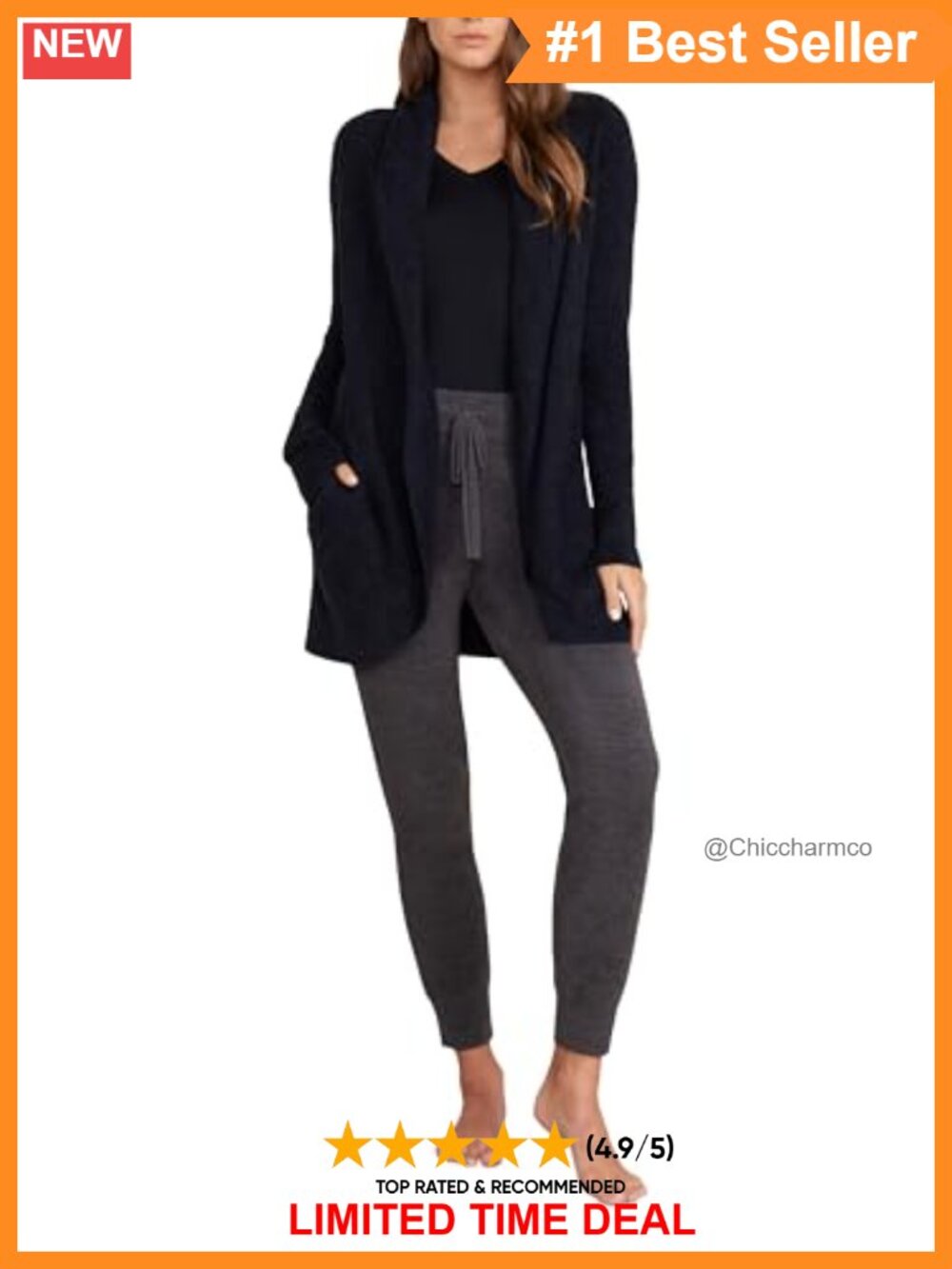 CozyChic Lite Circle Cardigan Relaxed Fit Mid-Thigh Ribbed Shawl Collar